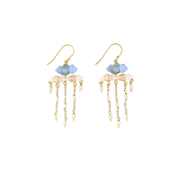 CLOUD STATEMENT WIRE EARRINGS WITH PEARLS