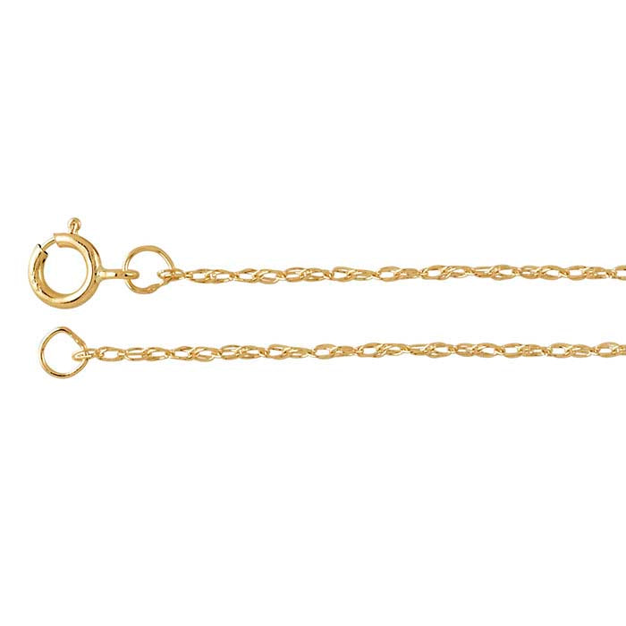 14K YELLOW GOLD 1MM DOUBLE ROPE 18" CHAIN
