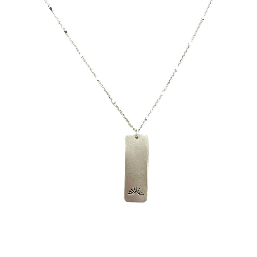 STERLING SILVER STAMPED BAR BEADED NECKLACE