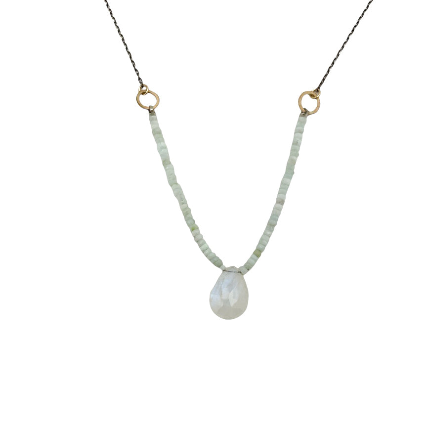 gold-filled and oxi sterling silver necklace with peruvian opal and moonstone