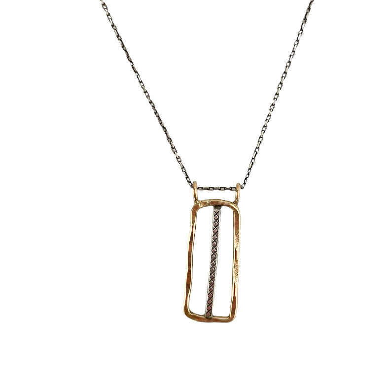 gold-filled and sterling silver rectangle necklace with bar