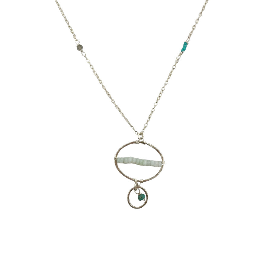 sterling silver necklace with Peruvian Opal and Turquoise