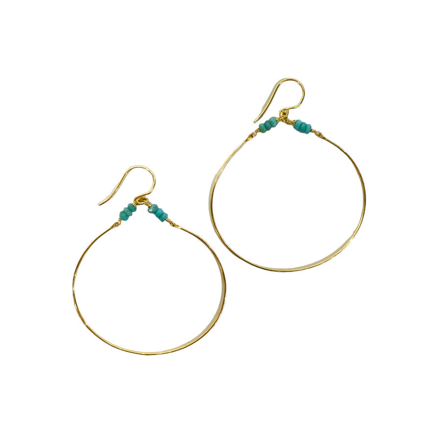 gold-filled hoop earring with turquoise