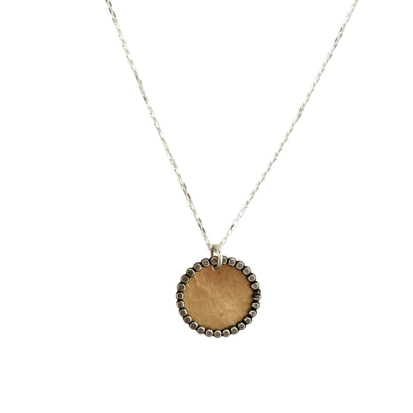 gold-filled and sterling silver necklace with disc and ball circle