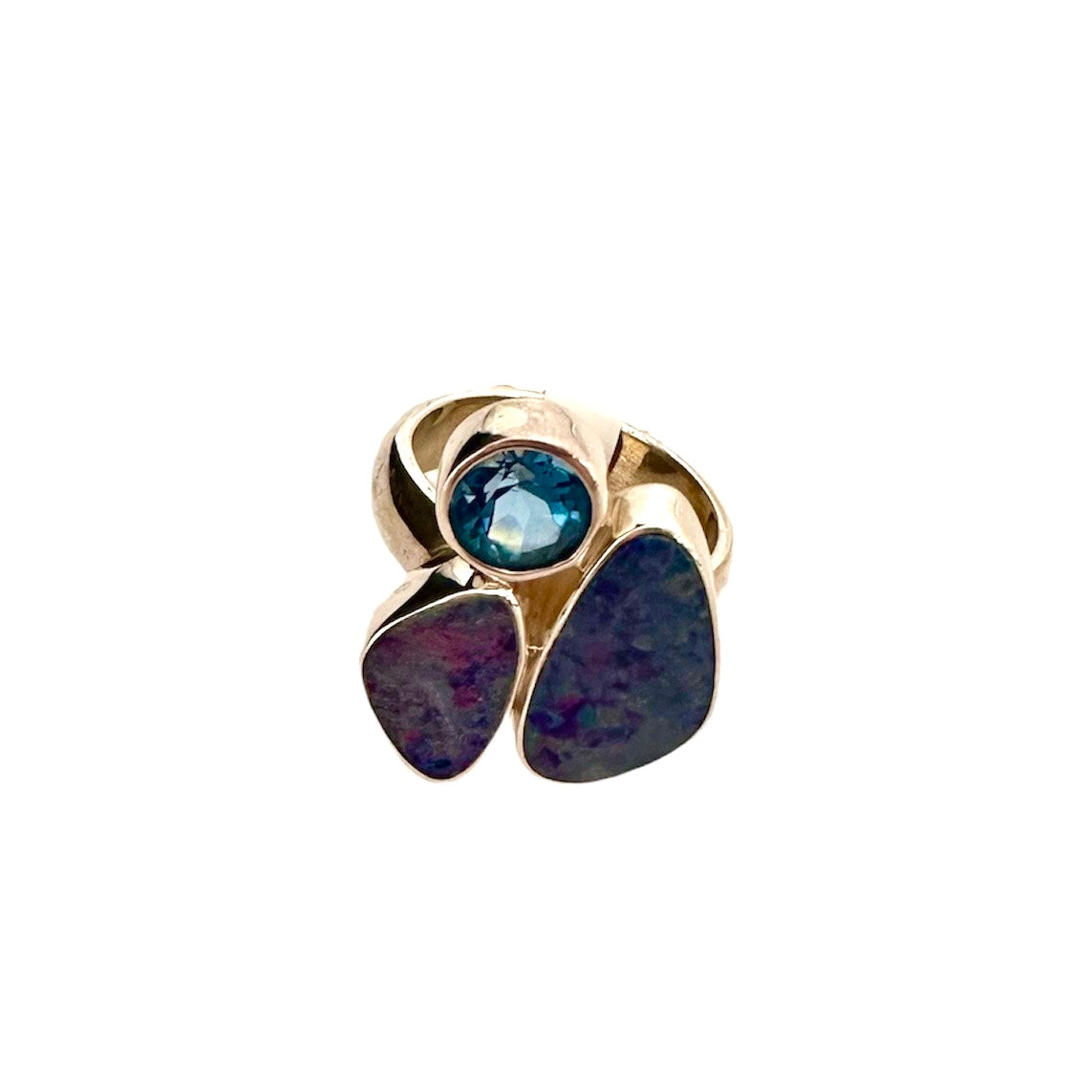 FREEFORM OPAL AND BLUE TOPAZ RING SIZE 6