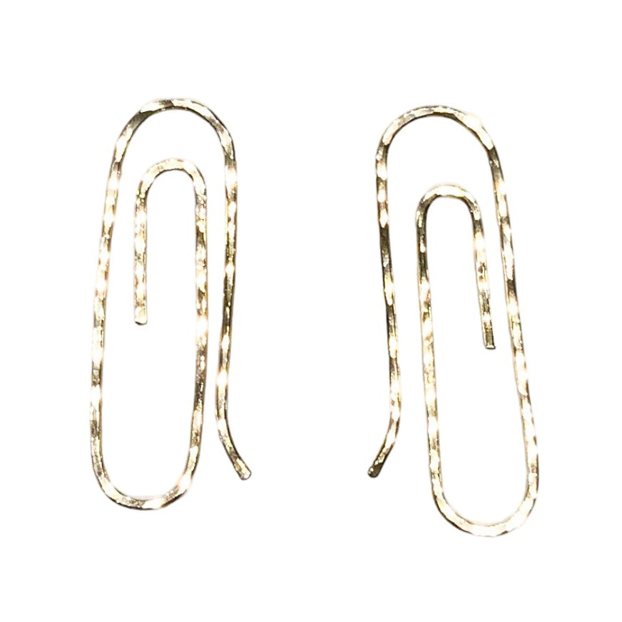 GOLD FILLED HAMMERED PAPER CLIP EARRINGS