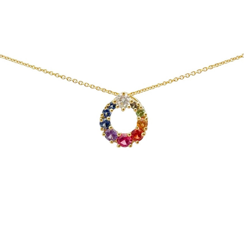 14K YELLOW GOLD MULTI STONE NECKLACE