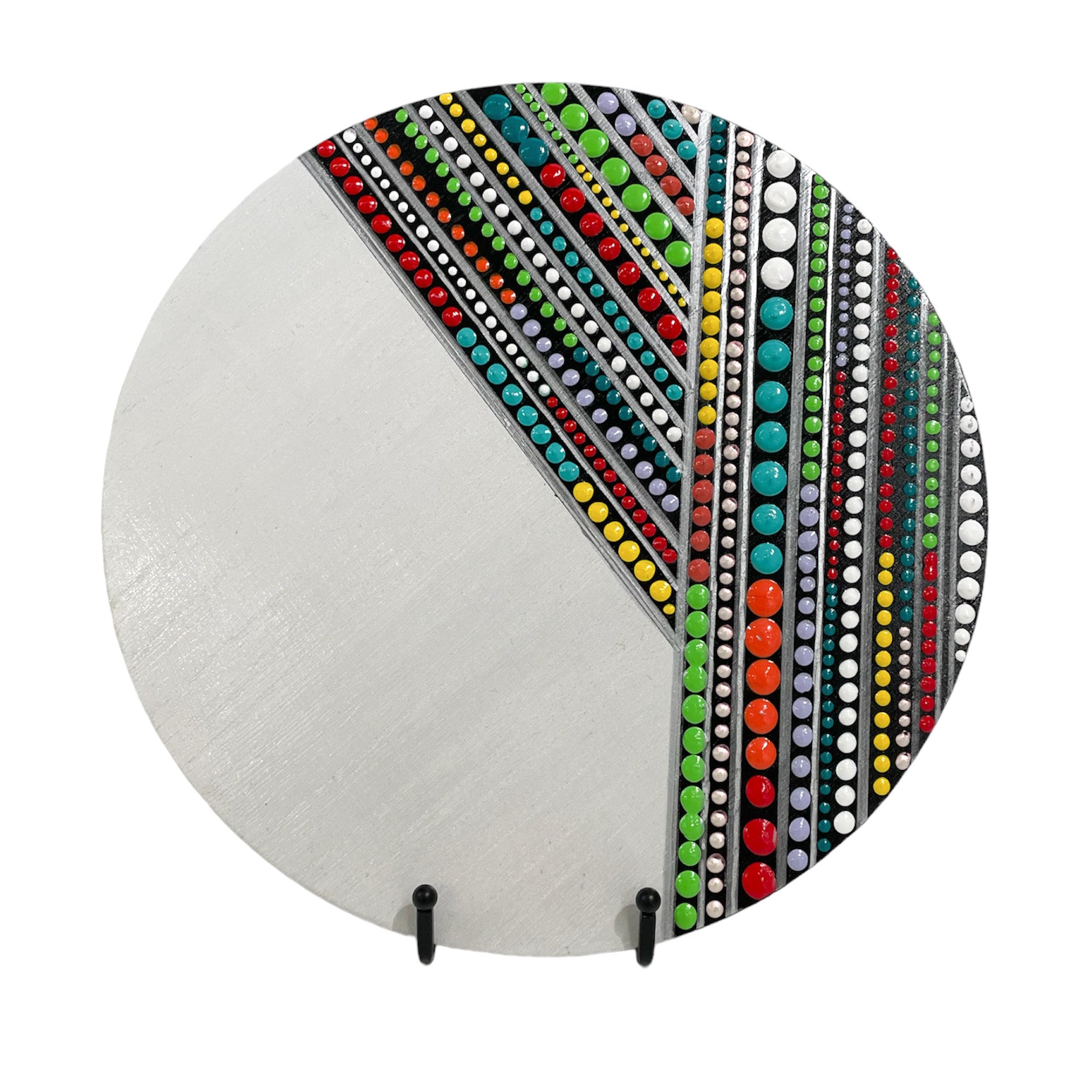 ROUND WOOD ABSTRACT PIECE - WHITE
