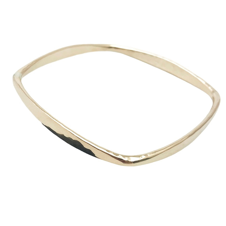 GOLD FILL THICK HAMMERED SQUARE BANGLE