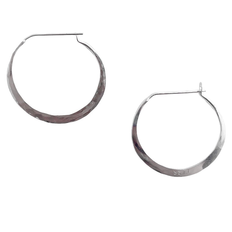 STERLING SILVER SMALL HAMMERED HOOPS