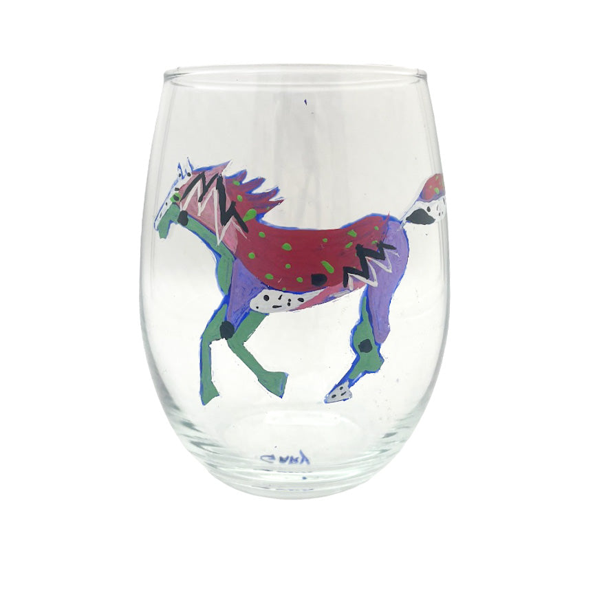 STEMLESS WINE RUNNING HORSE GLASS