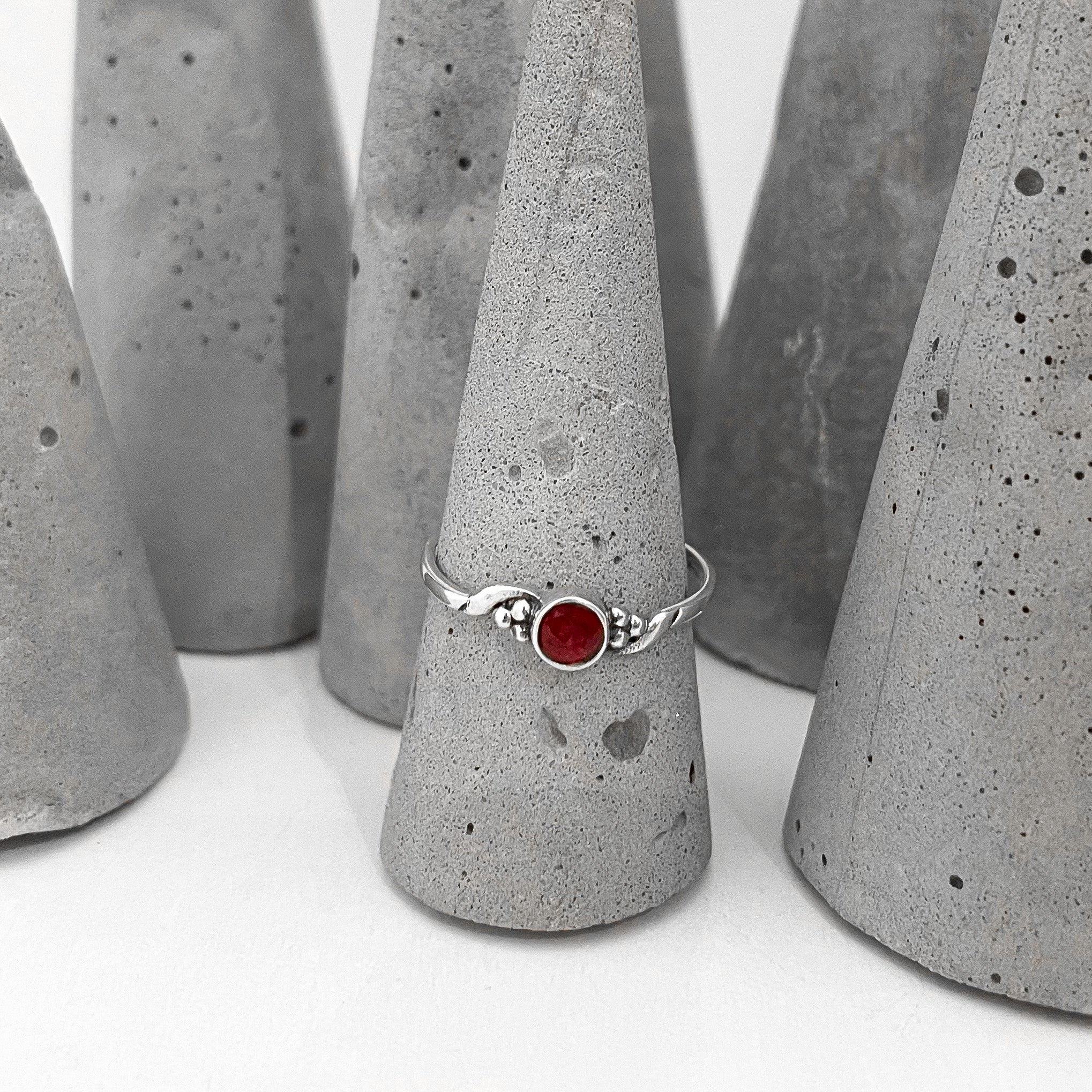 SWEET JULY RUBY STERLING SILVER RING