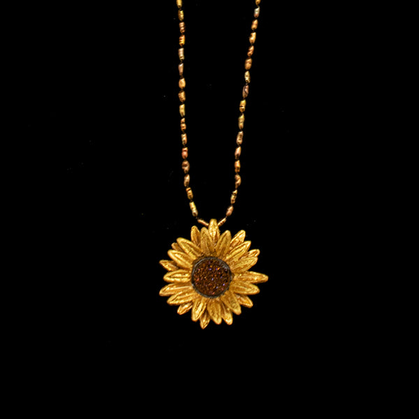 SUNFLOWER SMALL BROWN PEARL NECKLACE