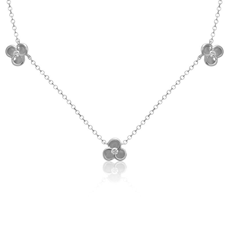 14K WHITE GOLD BLOOM STATION NECKLACE WITH DIAMONDS