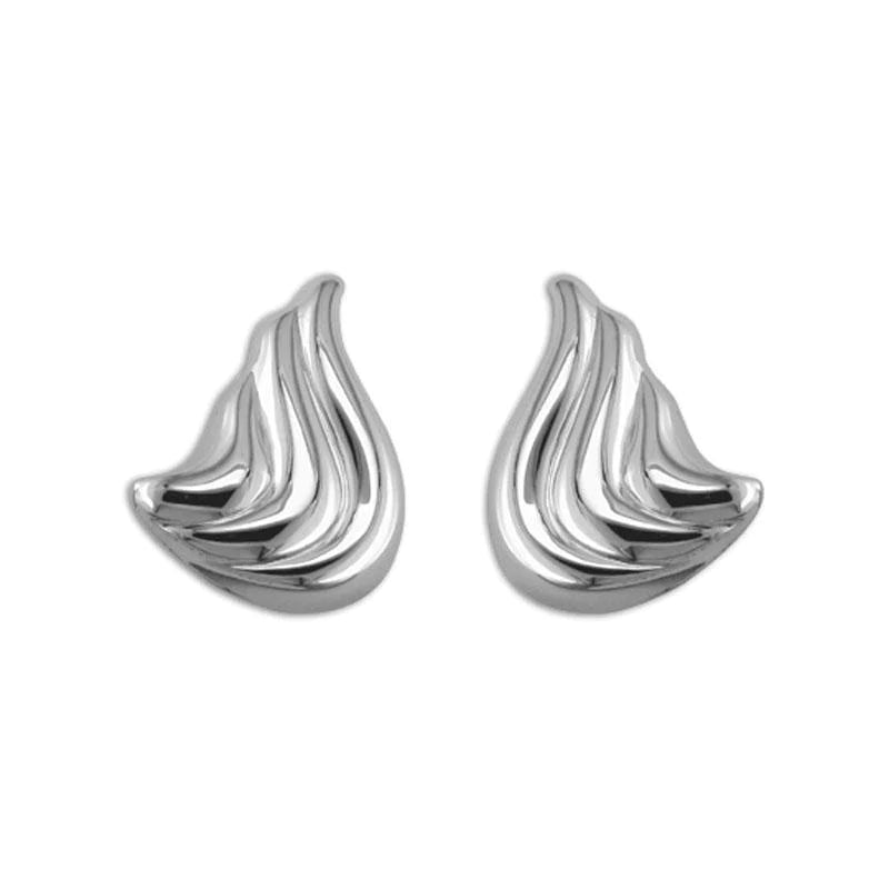 SS WAVY FLAME CLIP-ON EARRING