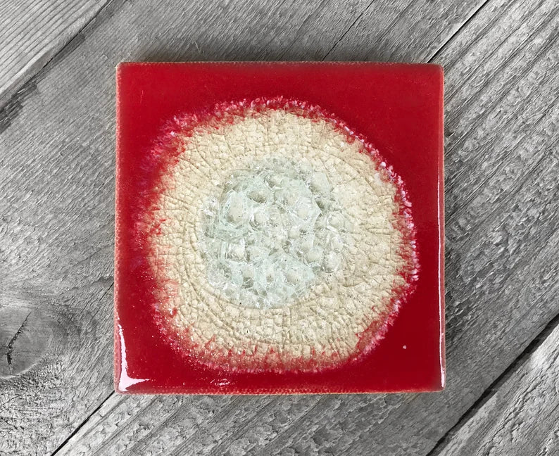 SQUARE GEODE CRACKLE COASTER - HOT TAMALE