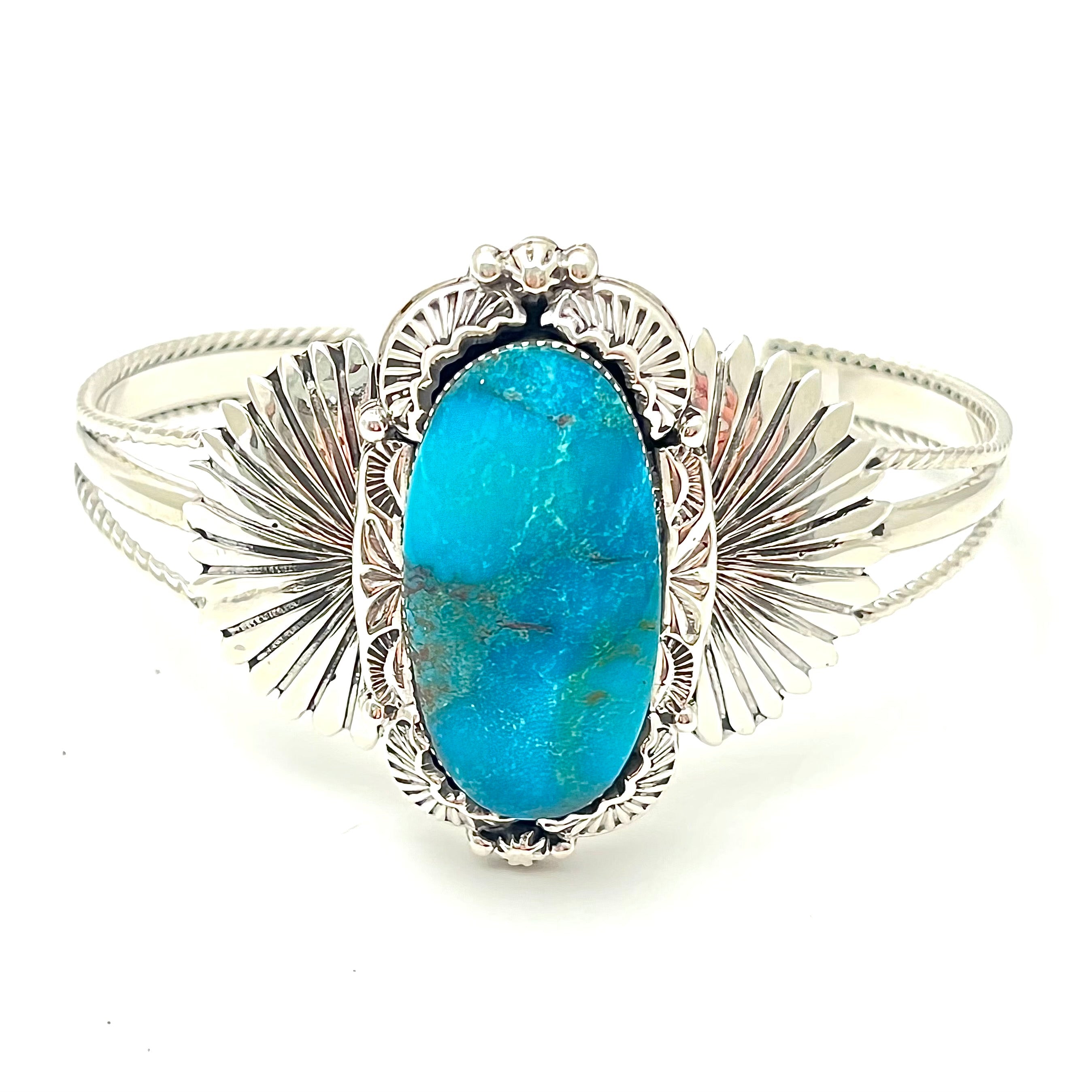 LARGE TURQUOISE AND SILVER CUFF