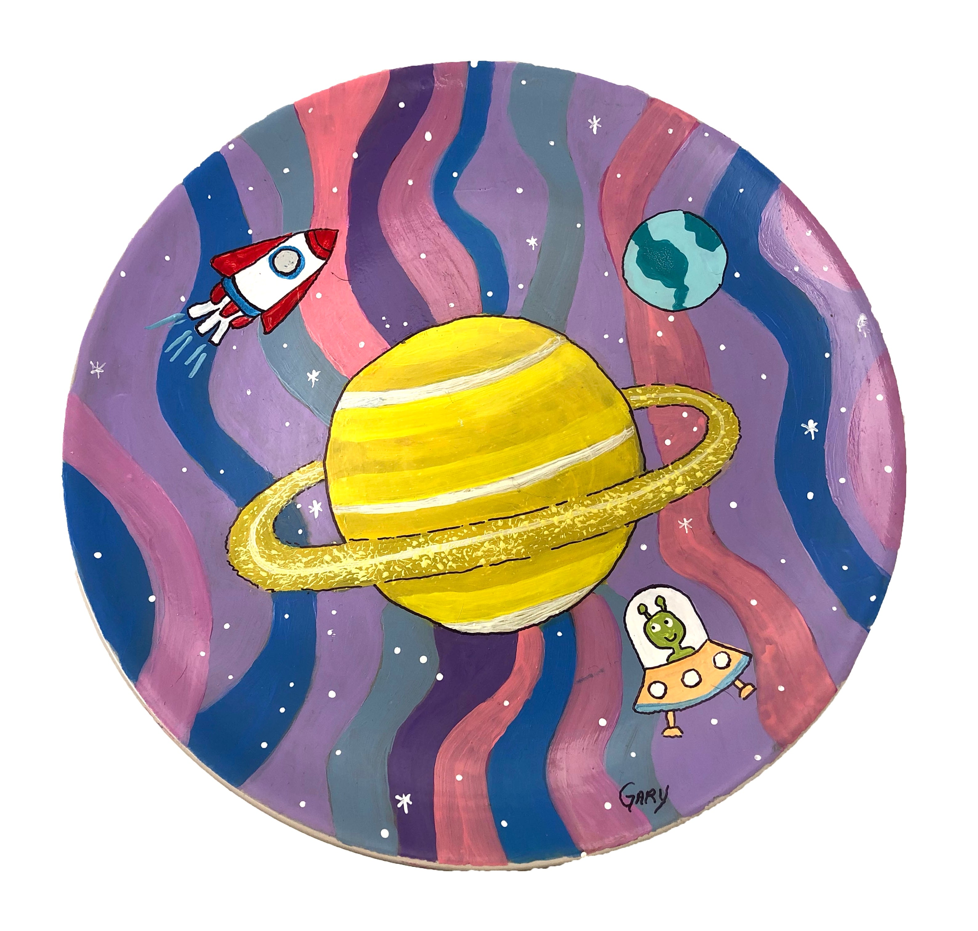 Painted Circle Plate COLORFUL SPACE