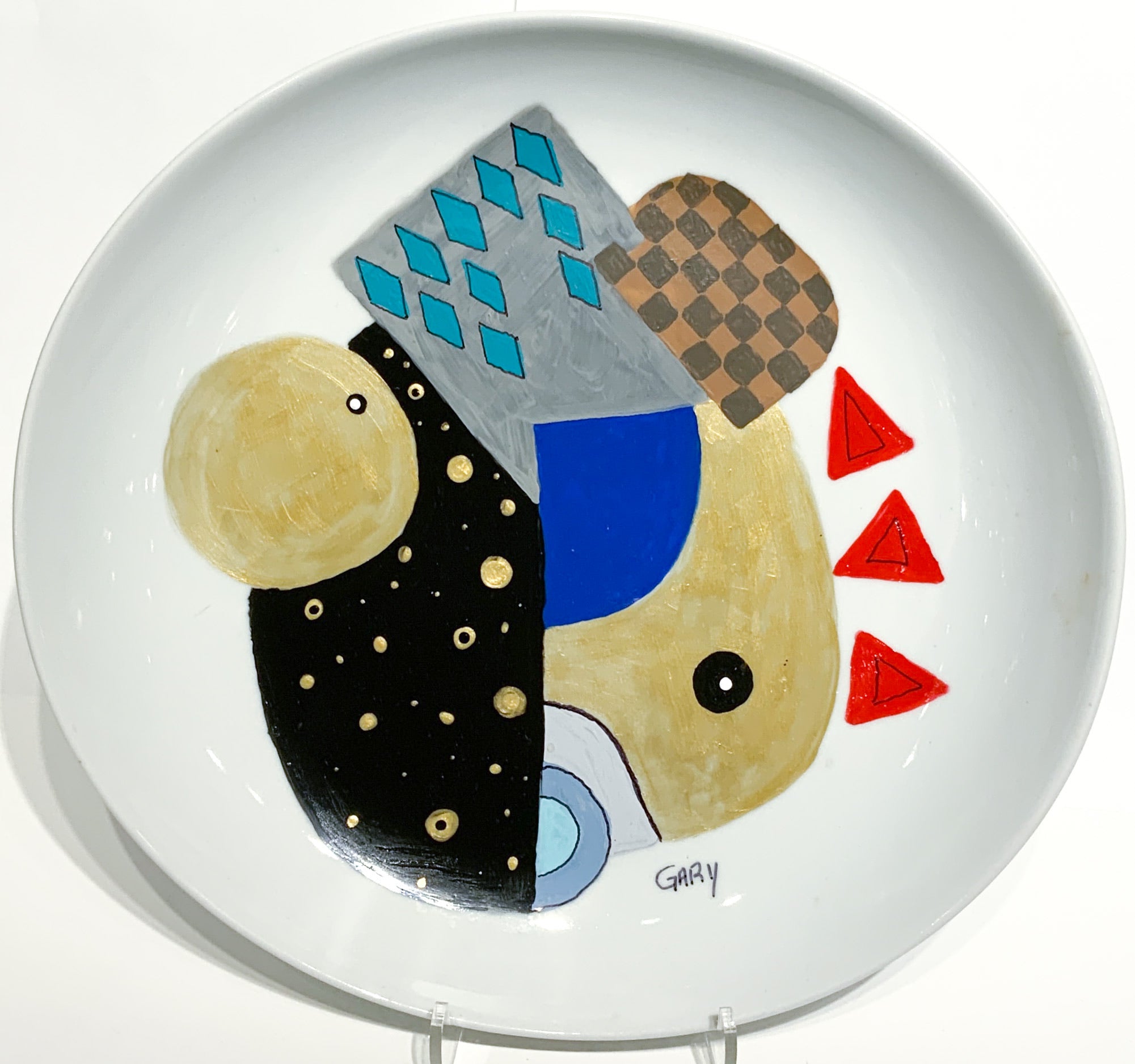Painted Circle Plate Abstract Art