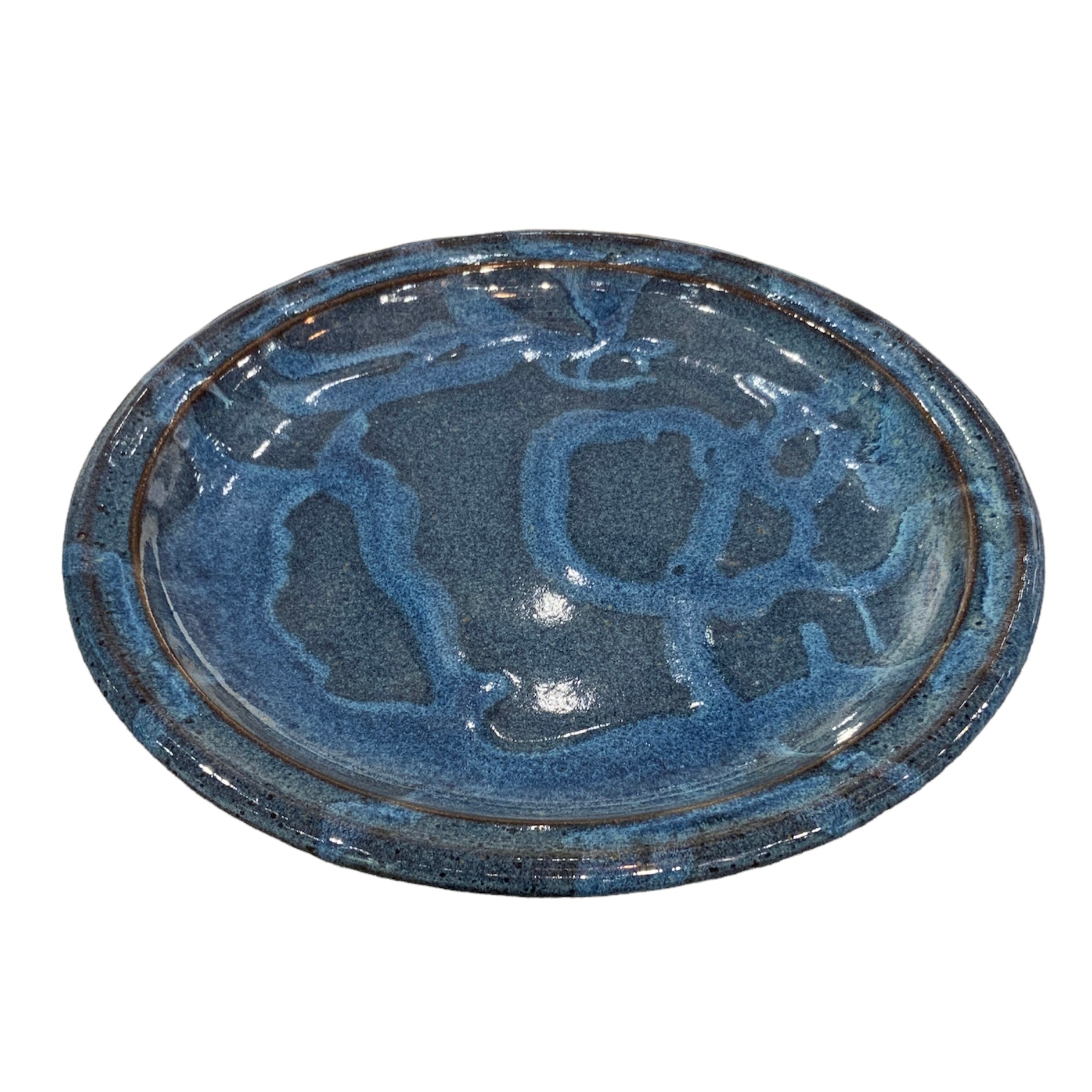 LARGE PLATE - ABSTRACT BLUE SWIRLS