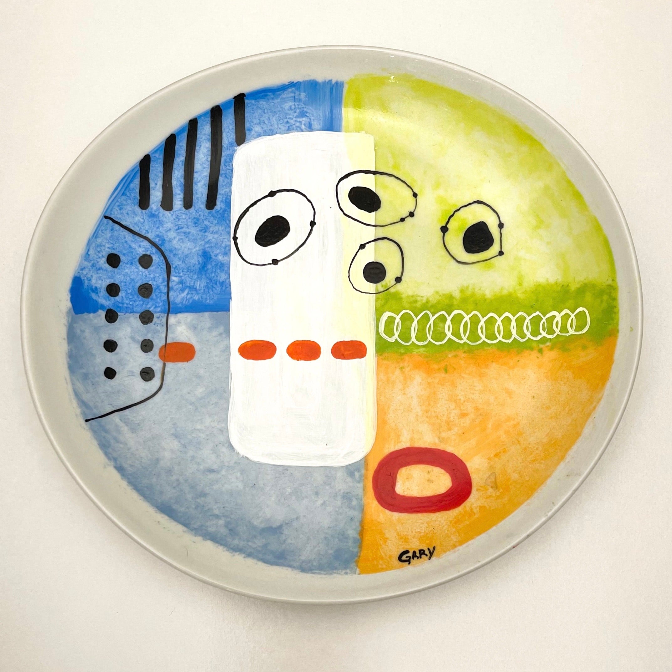 Painted Circle Plate Abstract Art 2
