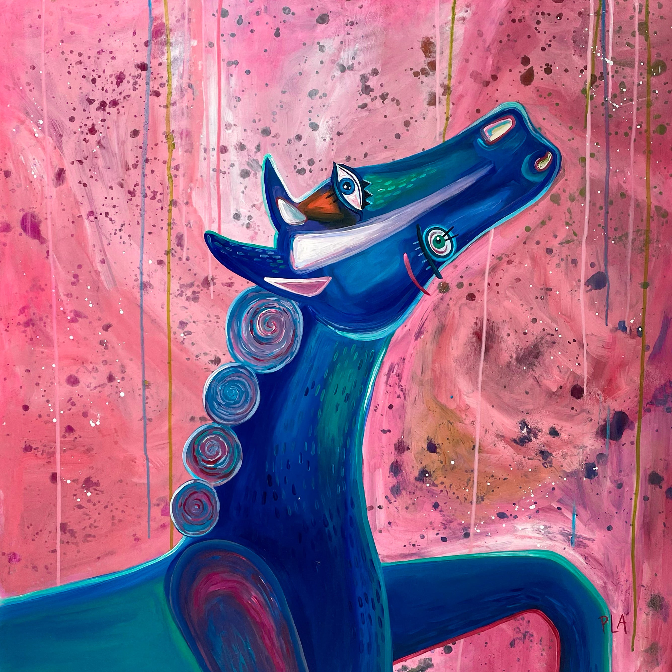 "PINK PICASSO STUD HORSE" PAINTING ON CANVAS