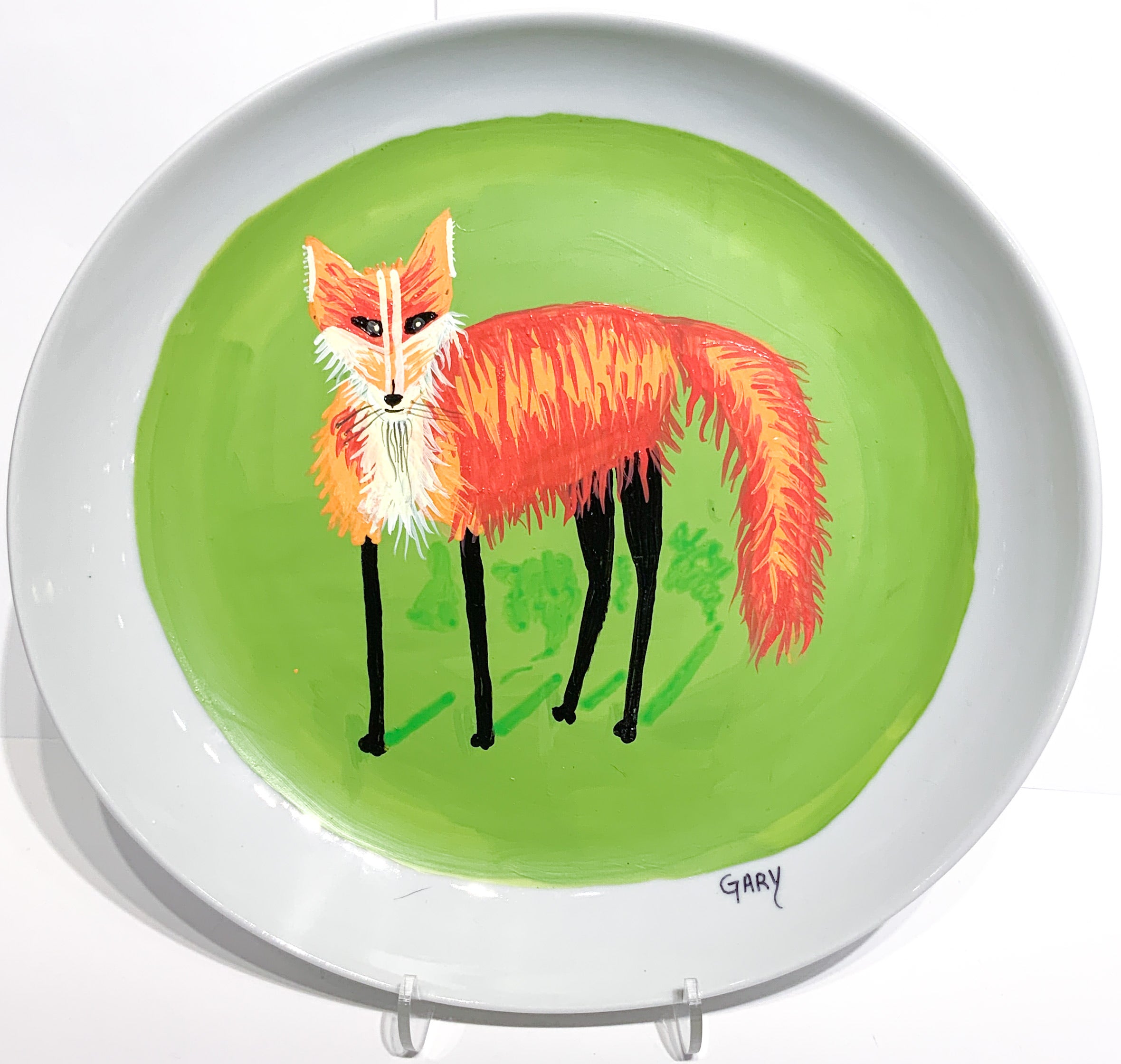 Painted Circle Plate Fox