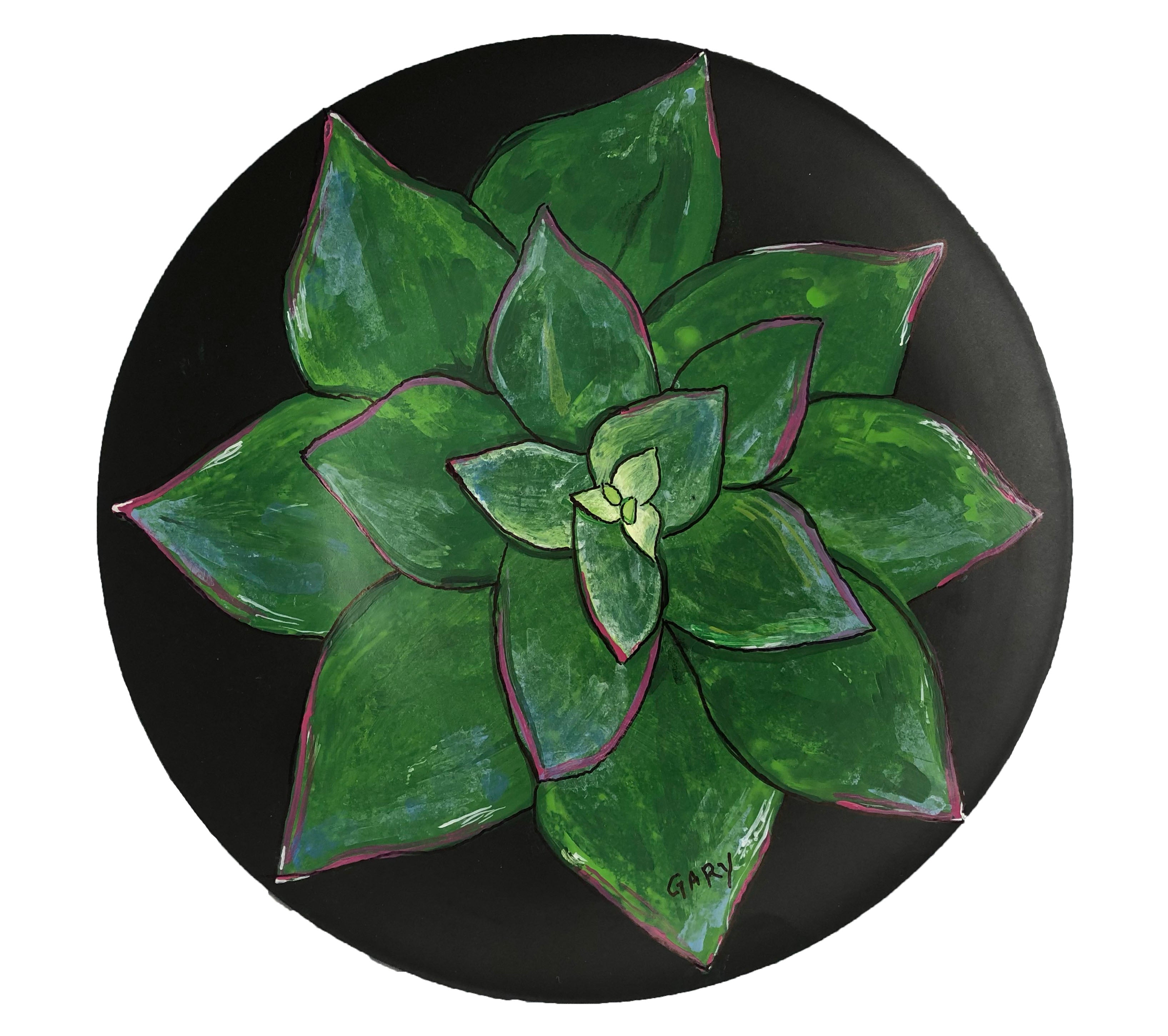 Painted Circle Plate SUCCULENT
