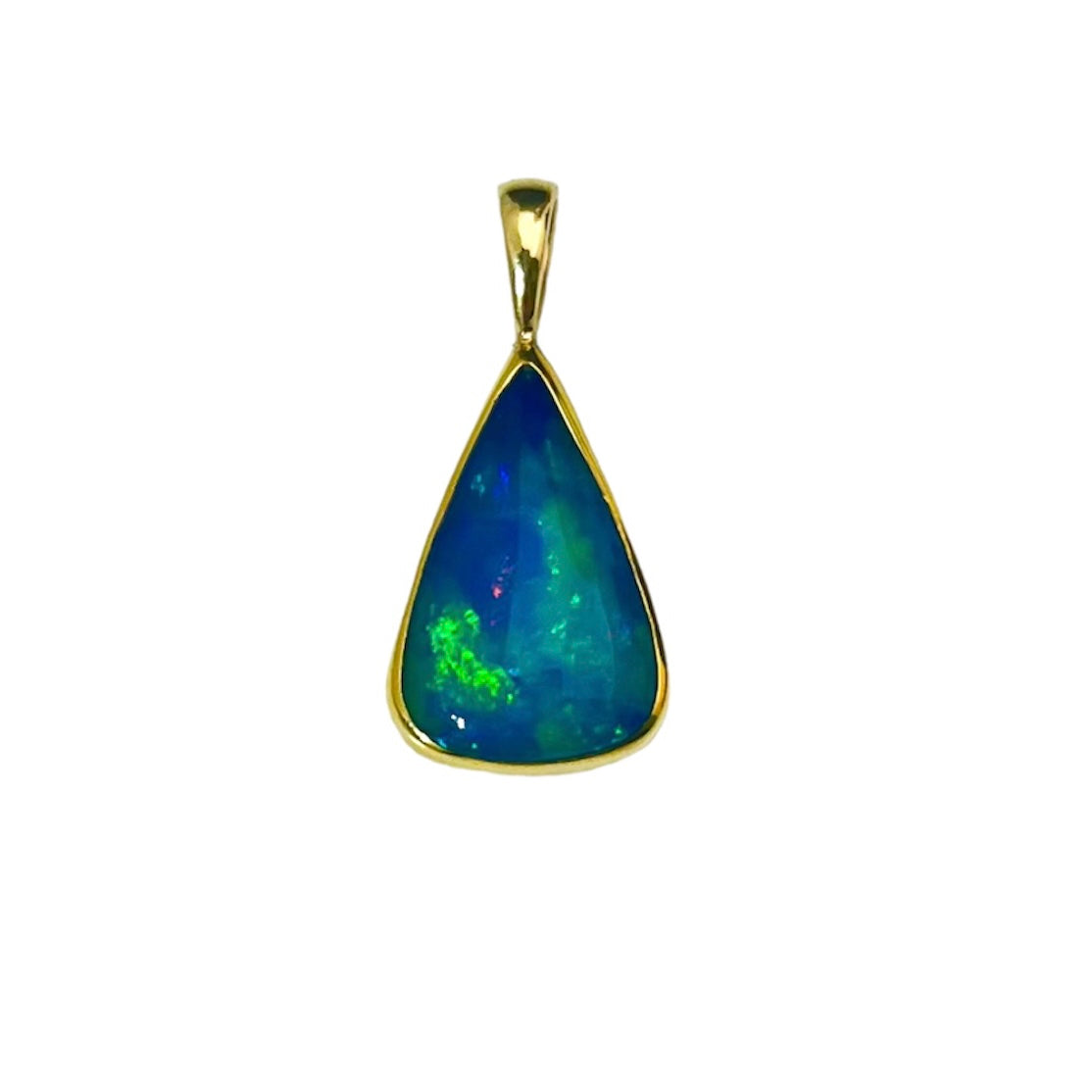 22K GREEN AND BLUE TRIANGLE ETHIOPIAN OPAL PENDANT
