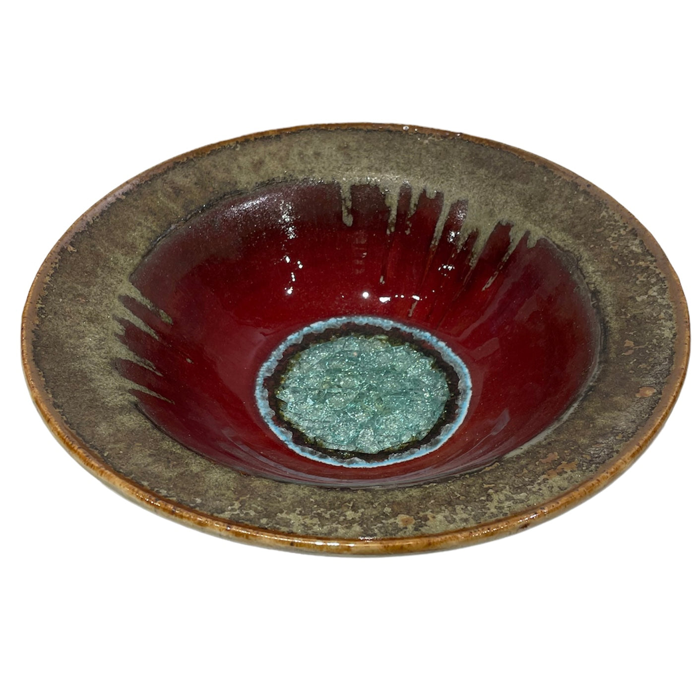 Flared Bowl with Glass, Red & Copper, Large 12''