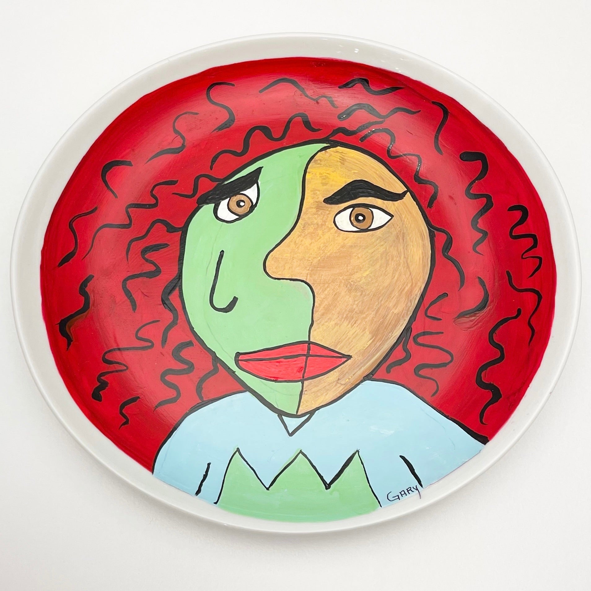 Painted Circle Plate Two Faces