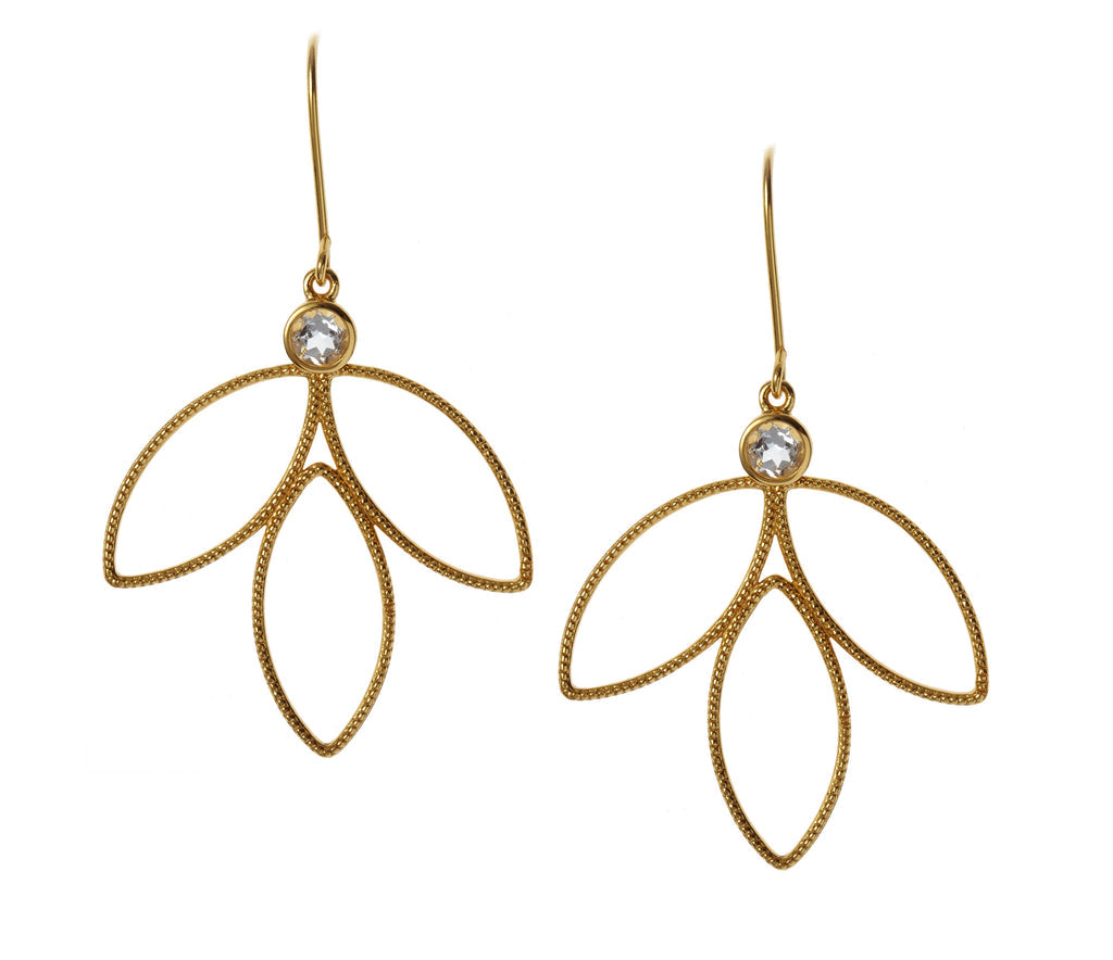 GOLD PLATE WIINTER BLOSSOM EARRINGS WITH WHITE TOPAZ